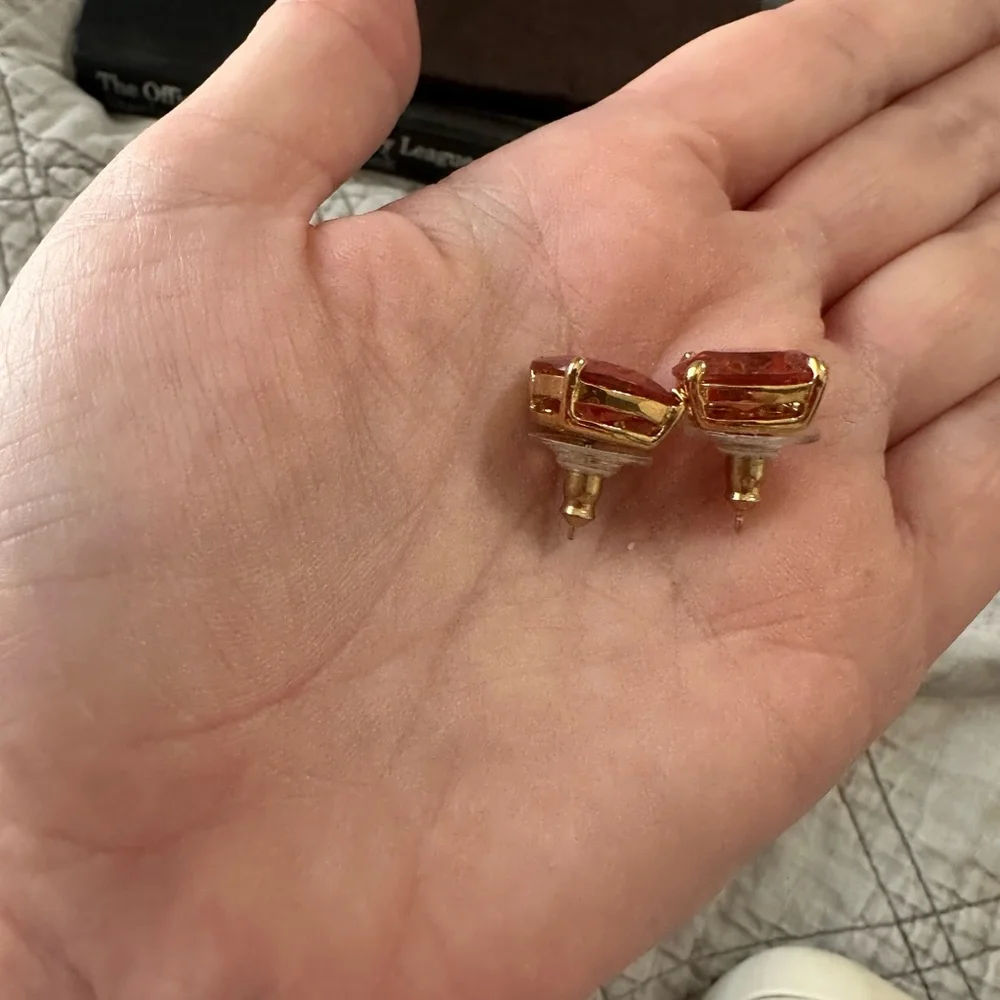 Kate Spade Orange Earrings with Gold Detail - Picture 3 of 3